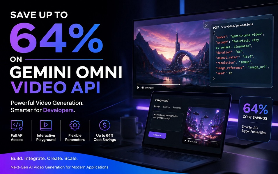 save up to 64% on Gemini Omni Video API